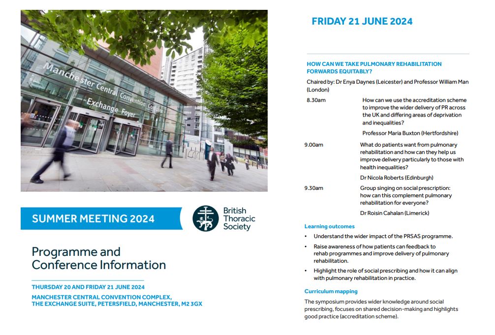 Looking forward to talking about our research findings around what respiratory patients want with regards to the education in PR at the summer BTS meeting - and the rest of the programme looks really exciting!