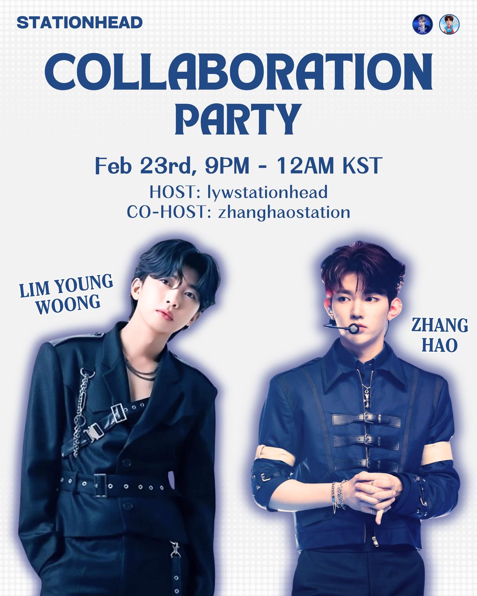 lywstationhead's tweet photo. 🩵You to join our 🩵@STATIONHEAD COLLABORATION PARTY with @ZHVNVOTINGTEAM

🎧 It's tomorrow night. 🎧

#LIMYOUNGWOONGxZHANGHAO

🗓️ Friday February 23th
🕘9:00PM-12:00 KST
📻https://t.co/9Q06jmjoge

#LimYoungWoong #ZHANGHAO
#For_the_Hero #Zhanghao
#HEROGENERATION #ROSIN 
#IMHERO https://t.co/qLTWrvIfTi