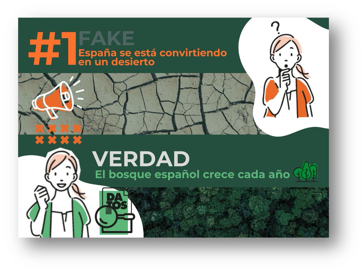 ✖ Fake: España se está convirtiendo en un desierto.

✔ Verdad: En España los bosques crecen cada año. Un 34% desde 1990 y continúan creciendo.

#LaVerdadDelPapel