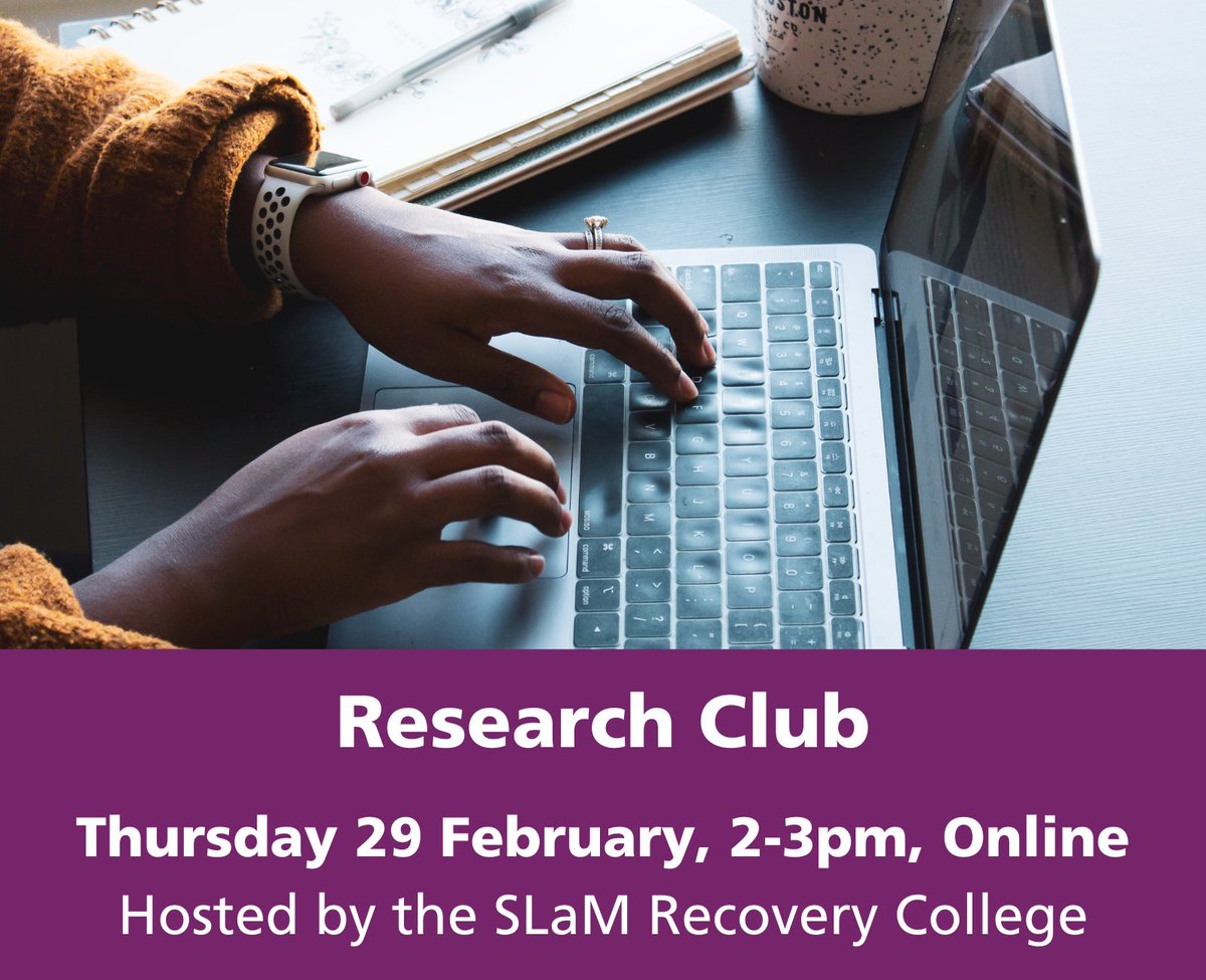 MaudsleyNHS's tweet photo. In this month's #ResearchClub, hear about the Activities Study, which aims to develop recommendations of meaningful activities for people on acute inpatient mental health wards with #psychosis.

🗓️ 29 February, 2-3pm, Online
👉Enrol @SLaMRecovery: https://t.co/SfLS6Vwt2D https://t.co/HmOzjOs4E5