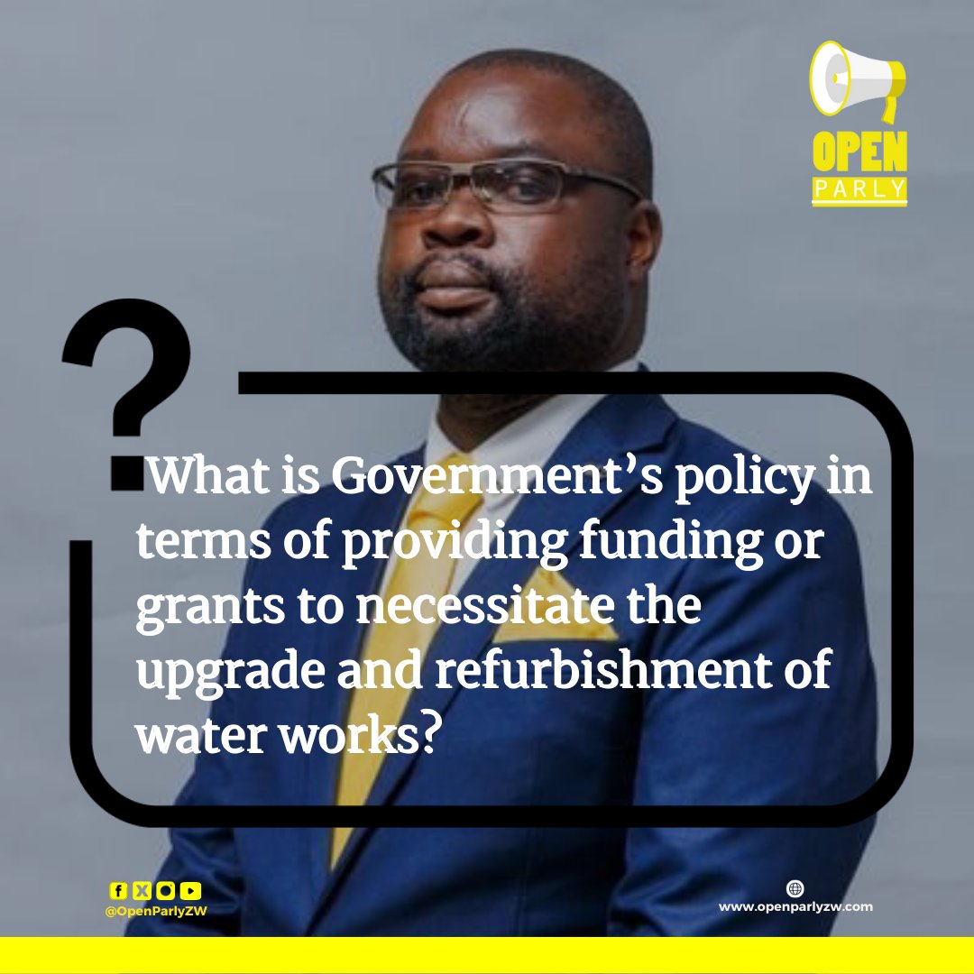 Open Parly ZW (@openparlyzw) on Twitter photo Hon. Eng. Mhangwa raised a question on government policy regarding funding for water works.
<a href="/ParliamentZim/">Parliament of Zimbabwe</a> <a href="/lesmhangwa/">Eng. Leslie. E. Mhangwa</a>
#OpenParlyZw Hon. Eng. Mhangwa raised a question on government policy regarding funding for water works.
<a href="/ParliamentZim/">Parliament of Zimbabwe</a> <a href="/lesmhangwa/">Eng. Leslie. E. Mhangwa</a>
#OpenParlyZw