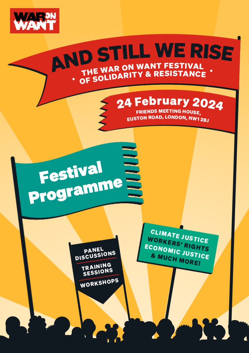 📢 Final day to book tickets for #AndStillWeRise Find the programme 📑 with the full list of speakers, sessions, activities and more here, and buy your tickets before sales close today at 23:59 > secure.waronwant.org/page/136283/ev… 1/2