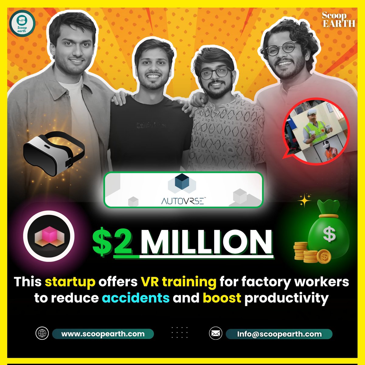 📢 'Virtual reality startup @AutoVRse bags $2 million funding led by Lumikai' 🔔 Source of information 📝👇 moneycontrol.com/news/technolog… Share Your Startup Story 🚀📲 docs.google.com/forms/d/1CCuW-… #scoopearth #autovrse #entrepreneur #startup #vr #workers #traning #gaming