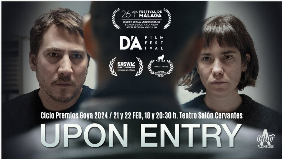 🎟️ Ciclo Premios Goya. Esta semana en el Teatro Salón Cervantes, una de las sorpresas de la temporada, 'Upon Entry'. Te mantendrá en vilo. 🍿✨ 📅 22 de febrero 🕒 Horarios: 18:00 y 20:30 h 📍 🎟️ ¡Consigue tus entradas! ➡️ tinyurl.com/28syn3a2