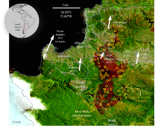 Risk of deadly wildfires like the one in Valparaiso is increasing, despite a well-know cooling at the coast of Chile, due to land use and will get worse with future warming. New @WWAttribution study - worldweatherattribution.org/despite-known-…