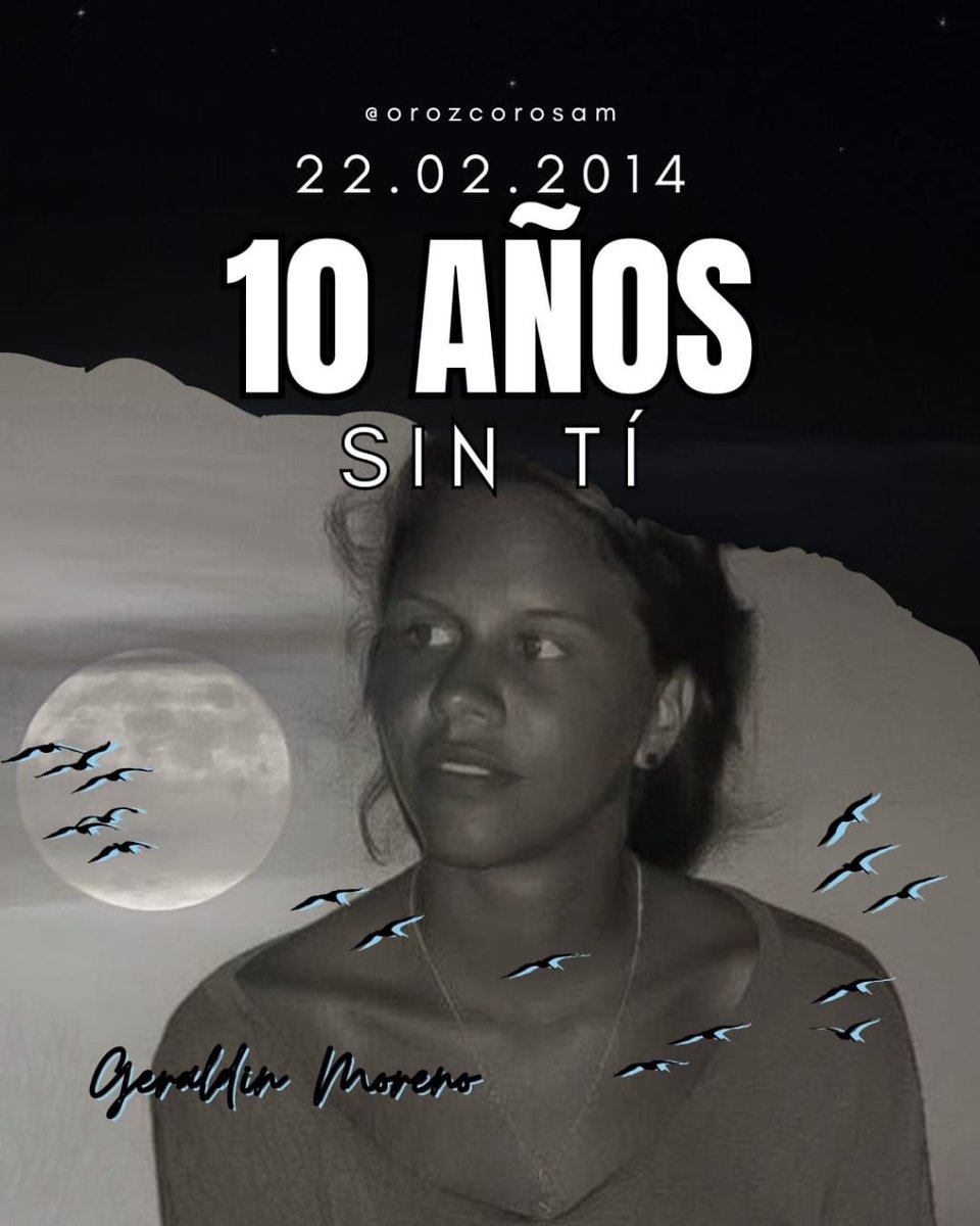 3/3
#22Feb2014 con mi #GeraldinMoreno se fue una parte de mi y nació la promesa de trabajar para que se respete la vida, la verdad, la memoria y la justicia
10 años después, sigo firme, doy las gracias a las manos amigas y les pido: seguir sembrando en el camino de la JUSTICIA.