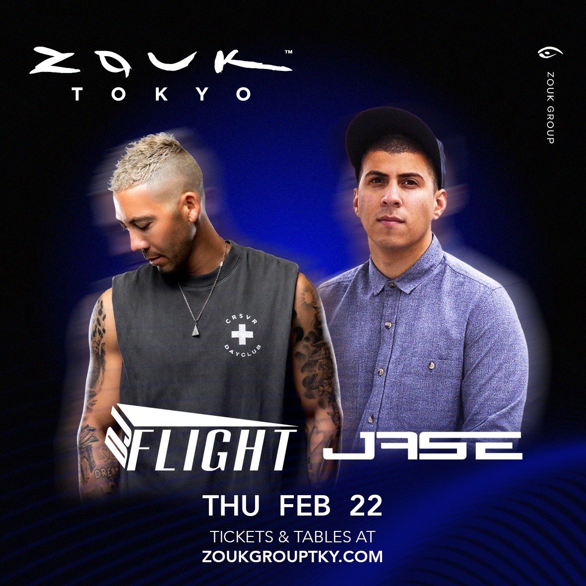 Join us for the best THURSDAY party in TOKYO! 
本日はFlight , Jaseと二人のスペシャルゲストDJを迎えての開催！#ZoukTokyo は三連休初日からパーティー開始です🔥21時オープン。
