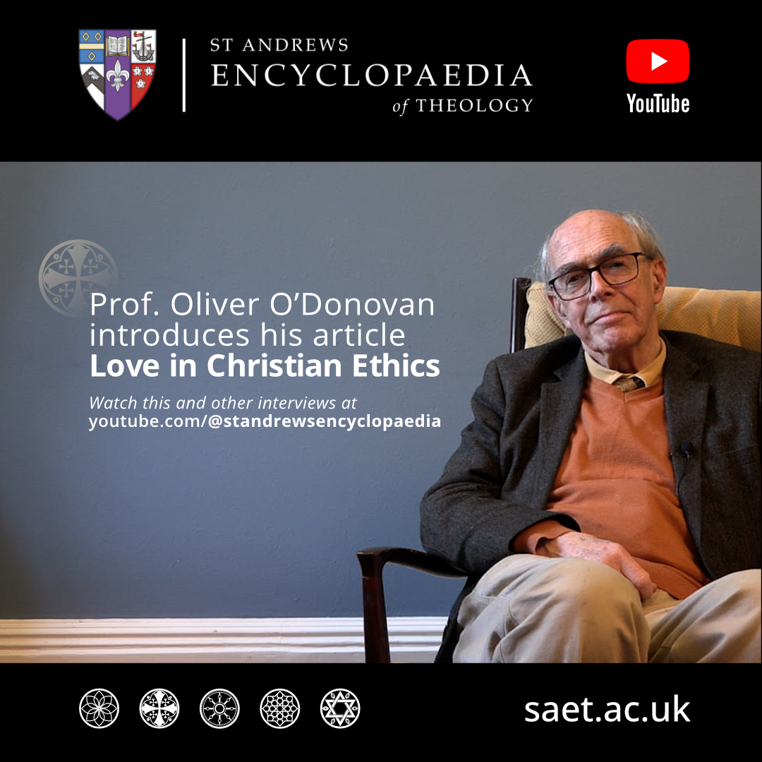 Watch Prof. Oliver O'Donovan’s brief introduction to his SAET article - Love in Christian Ethics: youtu.be/i2lbxExlT3w Read here: saet.ac.uk/Christianity/L… Join our mailing list. Email selby-sympa@st-andrews.ac.uk, and put 'subscribe saet-info' in the subject line.