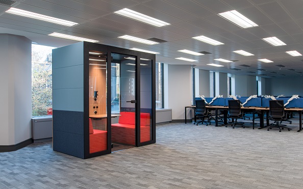 Throw 🔙 Client Fit Out Project - Meeting pods & booths, suspended acoustic panels & relaxed soft seating in a refreshed open plan office. #officeinteriordesign #officefitout #fitout #officefurniture #workspacedesign #project #softseating #meetingpods bit.ly/2mjVEEM