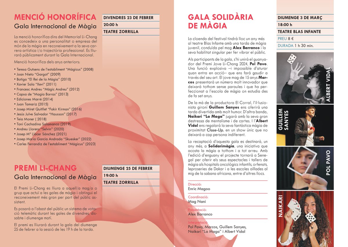 fimagmagia's tweet photo. 🔔 Recorda que la MÀGIA t'espera a #Badalona amb el #MemorialLiChang; aquest cap de setmana GALA INTERNACIONAL: imperdible❗
🔎La programació pel que queda de Festival, i les entrades a la web del Teatre @zorrillabdncat
👉https://t.co/T6aaQAaYvW
És una recomanació del #FIMAG😉 https://t.co/hr6idrcQaA
