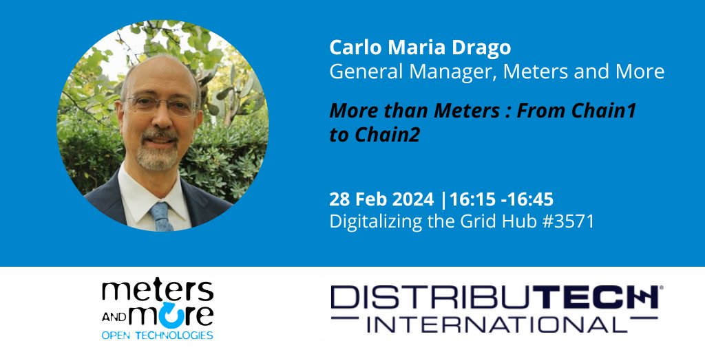 We are happy to announce that Meters and More Secretary General, Carlo Maria Drago will be a speaker at the Digitalizing the Grid Hub at Distributech.  In case you will be attending the three day fair, we extend a warm invitation to you to attend the presentation on February 28!