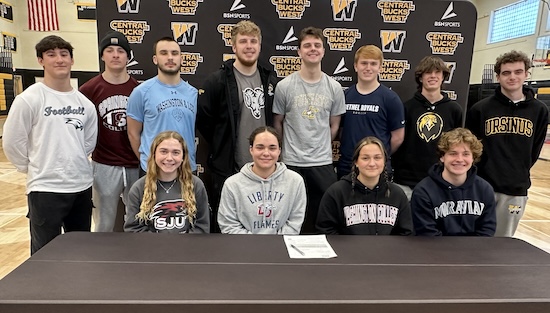 Twelve Central Bucks West seniors were recognized Wednesday for committing to compete in collegiate sports. Check out the list. @athletics_cb @CBWestBaseball @Cbwboyssoccer @CBWestTrack @westcbfootball @CBWestHS @CBW_BB suburbanonesports.com/college-signin…
