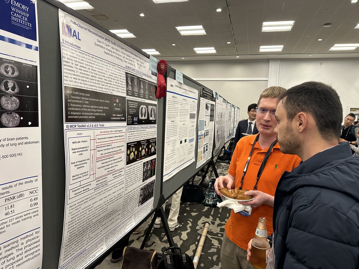 Darin's CT reconstruction toolkit has  been integrated into @DukeCVIT reconstruction pipeline for #VirtualImagingTrials. Here's another pic of him in action.