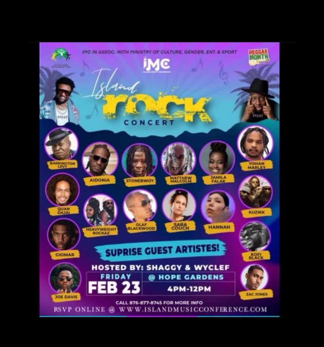 Stonebwoy will be a Guest Speaker alongside Sean Paul, Shaggy, TeeJay, Masicka and more at the Island Music Conference in Kingston, Jamaica 🇯🇲 scheduled to take place from February 21 to Sunday February 25, 2024.

<a href="/Stonebwoy/">THE TORCHER</a> will also perform at the Island Rock concerts
