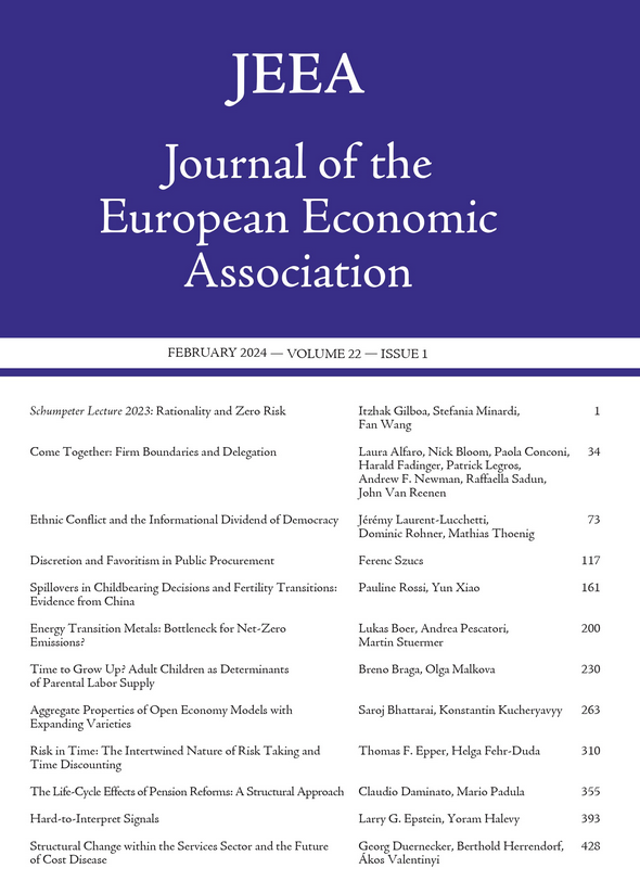 February 2024 issue (22,1) of @JEEA_News Journal of @EEANews available online @OUPEconomics Check it out at academic.oup.com/jeea/issue