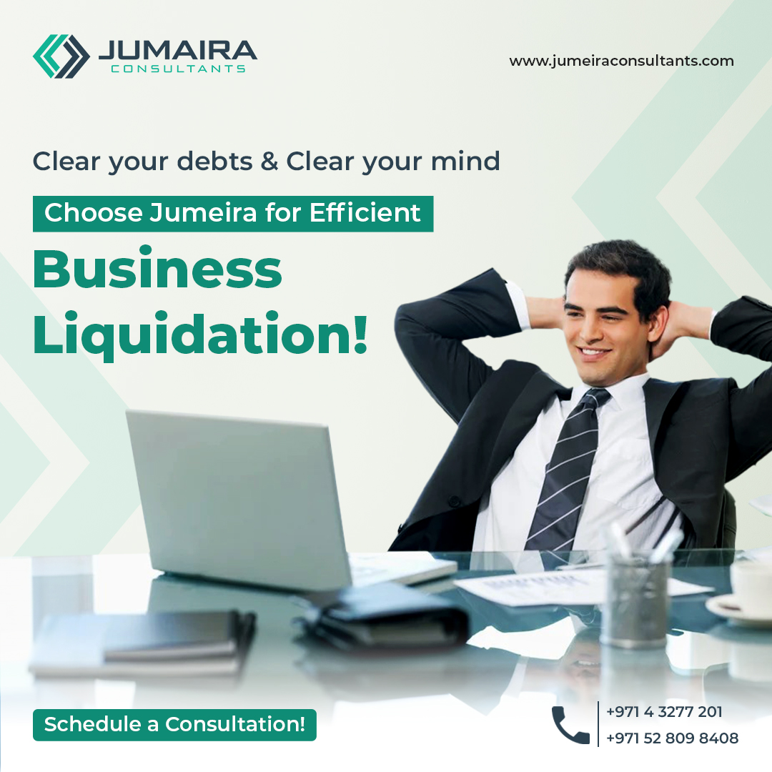 Seeking a way out of debt?

Jumeira offers expert business liquidation services to help you clear your debts and pave the way for a brighter financial future.

#DebtRelief #BusinessSolutions #FinancialWellness #JumeiraExperts