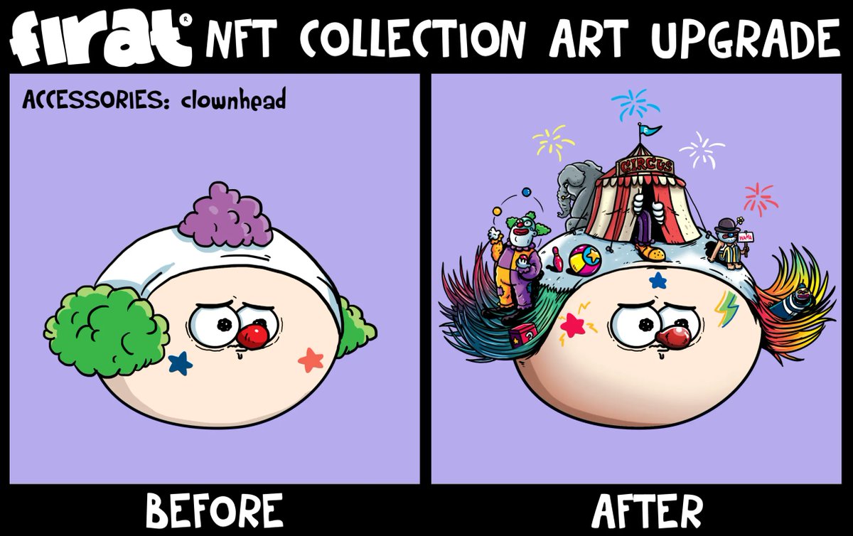 🔺Upgraded Firat Clownhead NFT's! 🤡 they're part of the creative world of NFTs. Each piece likely holds its own unique design and charm. 🫡 #sneakpeeks #firatartupgrade @RizaTurker @firatugurgursoy @firatinsayfasi