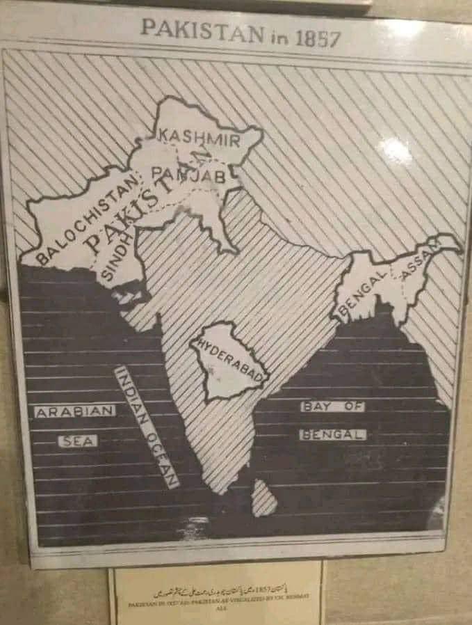 लाहौर म्युजियम में रखा 1857 का पाकिस्तानी नक्शा..!! सब कुछ बंटवारे से सौ साल पहले ही तय था बस. हम ही भाईचारे की भाँग पीकर सोये हुए थे और आज भी सोये हैं अन्तर बस इतना हैं की समय के साथ हमारी भाँग पीने की लिमिट बढ़ती जा रही है..!! #KaafiroJaago