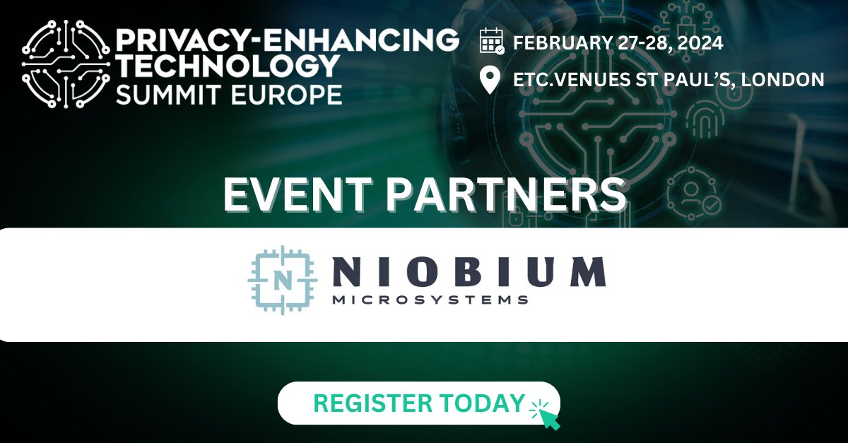 SecurityRisk0's tweet photo. Welcoming our Event Partners, Niobium, to the Privacy- Enhancing Technology Summit taking place next week (February 27-28, 2024 at ETC Venues St Paul's, London)!

Join them next week and register here: https://t.co/I9ewKIET1h https://t.co/6dcZ16glSB
