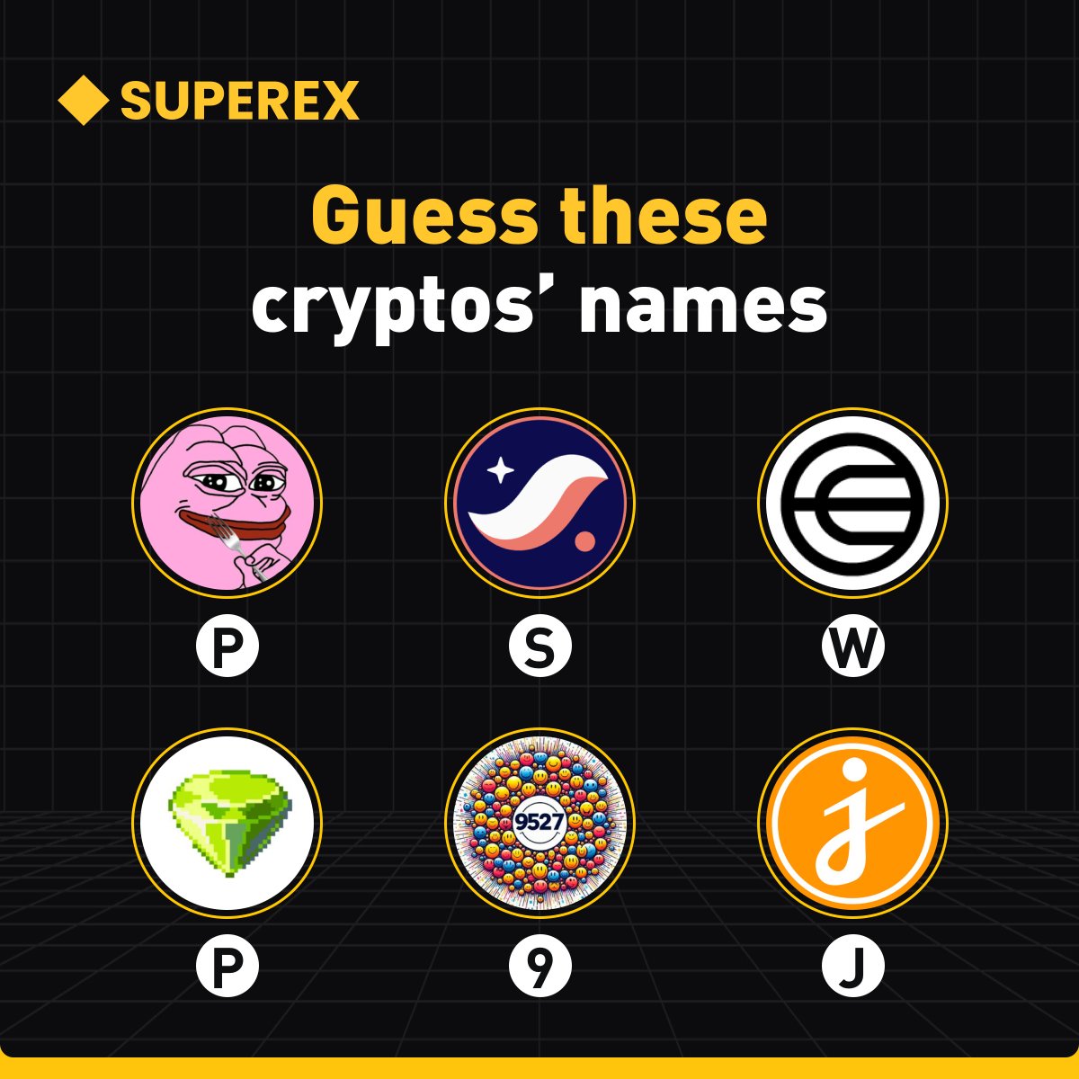Guess these #crypto's names👀 $100 worth of futures trading fee coupons to #giveaway to 10 people! $10 coupon each.💰 1⃣Follow @SuperExet and @SCS_CHAIN 2⃣Comment your answers below & tag 3 friends