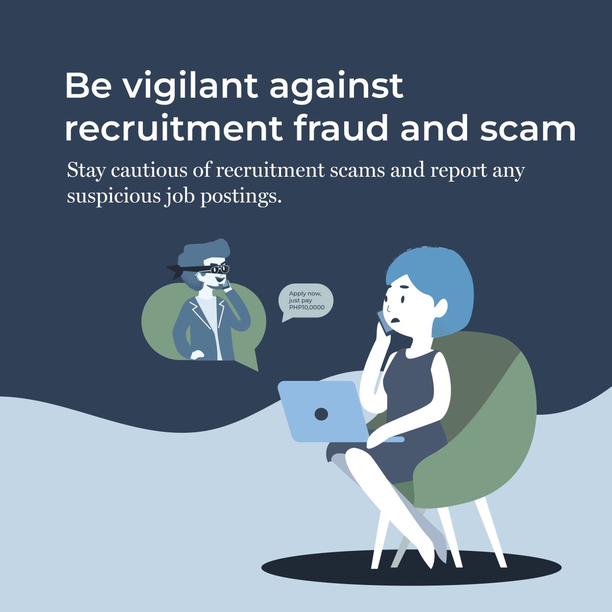 CareersAtSBC's tweet photo. It's important to watch out for recruitment scams, especially with scammers getting pretty crafty these days. Let's stay sharp together! 🤝 If you notice anything fishy, don't hesitate to report them immediately. 🚨

#BetterBankingCareers #SecurityTips #YouDeserveBetter 💚💙 https://t.co/OVFNanDfov