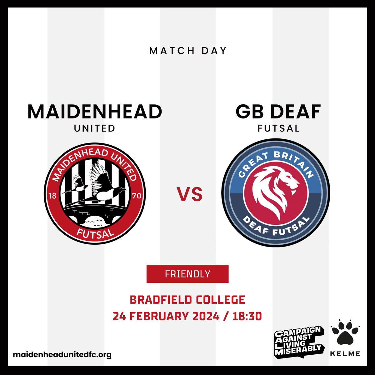 𝐍𝐞𝐱𝐭 𝐅𝐢𝐱𝐭𝐮𝐫𝐞 | 🆚 @GBDeafFutsal 🏆 Friendly 📍 Bradfield College 🗓 Saturday 24th February ⌚️ 18:30 #UnitedAsOne