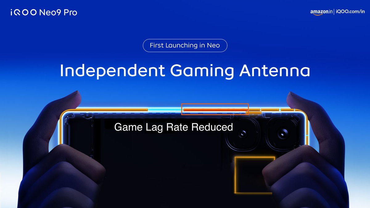 Introducing Independent Gaming antenna in the power-packed #iQOONeo9Pro to elevate your gaming experience to the next level. Know More - rb.gy/1gu7nl Watch Now - bit.ly/48ooUQ7 #iQOONeo9Pro #PowerToWin #iQOOLaunch #AmazonSpecials