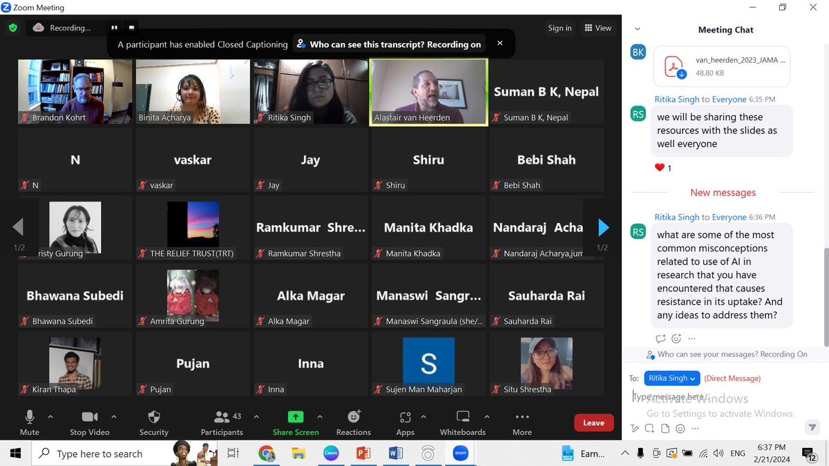 NMHRS21's tweet image. Here are some glimpses from our 26th #webinar held on 21st February 2024. In this webinar, our speaker, Dr. Alastair Van Heerden spoke on “Integration of Artificial Intelligence ( AI ) in Mental Health Research”.
#articificialintelligence #mentalhealthresearch
