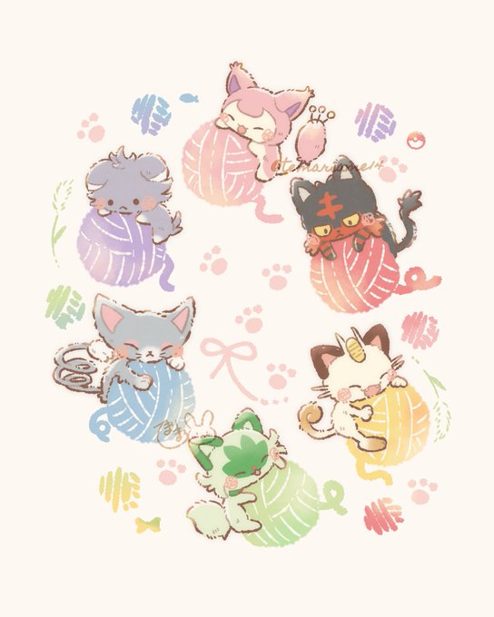 猫ポケちゃんと毛糸玉#猫の日 