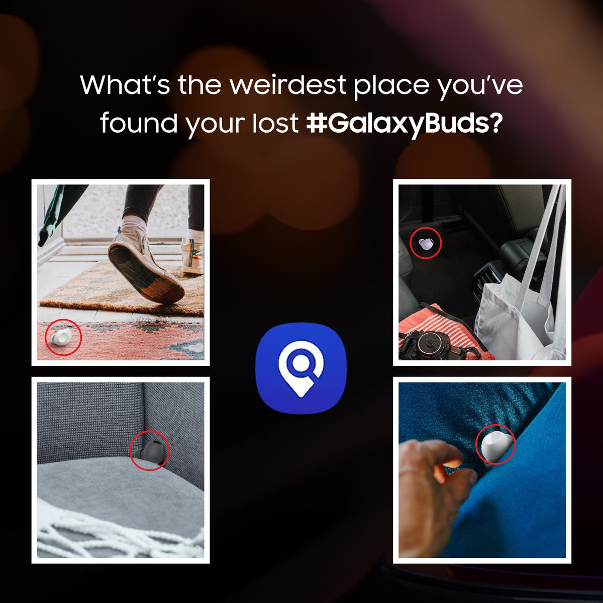 samsungmobileng's tweet photo. We’re curious... What’s the weirdest place you’ve found your lost #GalaxyBuds? 🤔
Back of the sofa?
Inside your bag?
Behind your bed!?
Wherever they’ve got to, SmartThings Find is the easiest way to locate them with your phone 🔎
#SmartThingsFind
#SamsungNigeria https://t.co/4IOJozBYr5