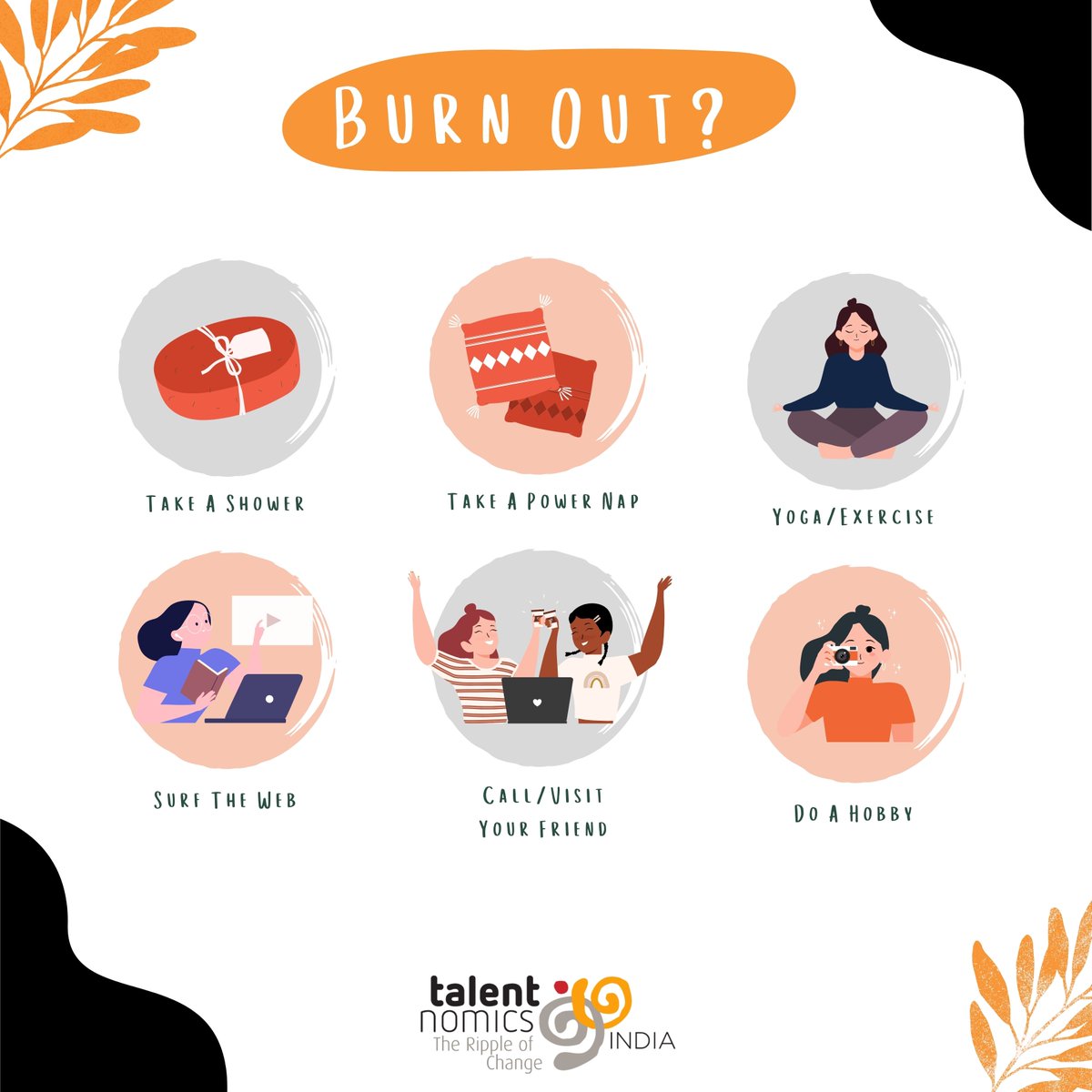 🔥 Burnout Busters: Quick Tips for a Recharge 🔥

Feeling the burnout blues?
Breathe Deeply: Take a moment. Inhale positivity, exhale negativity. Repeat.

Here are some more fixes to reignite your spark:

#BurnoutBusters