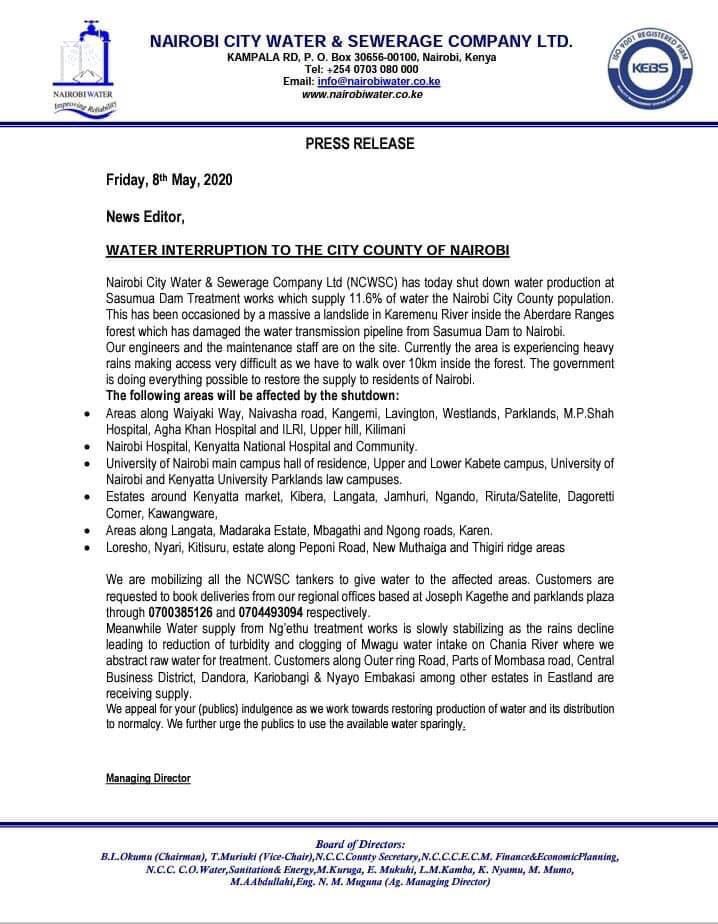 kenyangeography's tweet image. Sasumua dam supplies about 12% of Nairobi&apos;s water. Tributaries of Chania river flowing from the southern Nyandarua mountain (pictured) are dammed here to provide water to the western section of Nairobi.

With increased population, Ndakaini was built in 1987 to serve Eastlands.