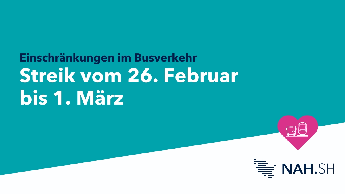 ❗ Ver.di hat die Beschäftigten kommunaler Busunternehmen vom 26.2., Betriebsbeginn bis zum 1.3., Betriebsschluss zum Streik aufgerufen. 👉 Betroffen sind die privaten Busunternehmen Autokraft, DB Regio Bus Nord, Rohde Verkehrsbetriebe, Transdev Nord. 🔎: nah.sh/de/themen/neui…