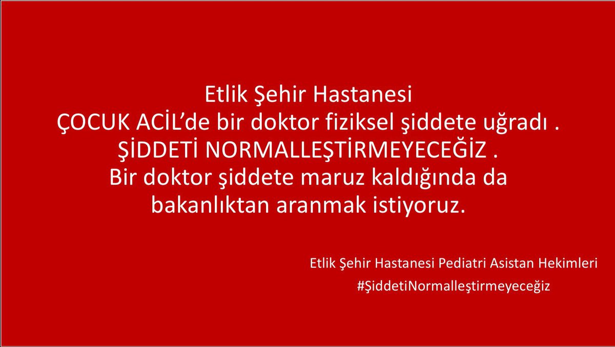 Gizem (@kustuyuyastikk) on Twitter photo Bekleyen sayısı fazla diye arayan yetkililerin şiddete uğradığımızda da aramasını bekliyoruz. “Ölüm tehdidi aldınız kendinize dikkat edin” diye aranmak değil, şiddete karşı gerçek önlemler alındığını görmek istiyoruz.
#sağlıktaşiddetehayır <a href="/saglikbakanligi/">T.C. Sağlık Bakanlığı</a> <a href="/drfahrettinkoca/">Dr. Fahrettin Koca</a> Bekleyen sayısı fazla diye arayan yetkililerin şiddete uğradığımızda da aramasını bekliyoruz. “Ölüm tehdidi aldınız kendinize dikkat edin” diye aranmak değil, şiddete karşı gerçek önlemler alındığını görmek istiyoruz.
#sağlıktaşiddetehayır <a href="/saglikbakanligi/">T.C. Sağlık Bakanlığı</a> <a href="/drfahrettinkoca/">Dr. Fahrettin Koca</a>