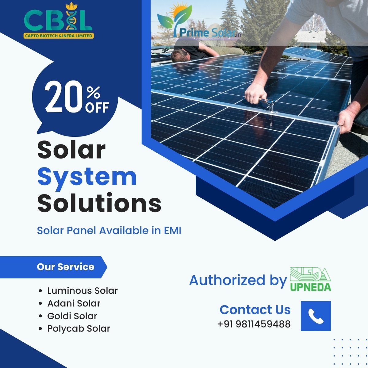 primesolarin's tweet image. 𝗥𝗼𝗼𝗳𝘁𝗼𝗽 𝗦𝗼𝗹𝗮𝗿 𝗔𝘃𝗮𝗶𝗹𝗮𝗯𝗹𝗲 𝗼𝗻 𝗘𝗠𝗜

𝗔𝘃𝗮𝗶𝗹𝗮𝗯𝗹𝗲 𝗕𝗿𝗮𝗻𝗱
Luminous Solar
Adani Solar
Goldi Solar
Polycab Solar

Book Your Solar: primesolar.in
Call Now: + 91 9811459488

#soalr #solarpanel #solarurja #solarpower #solarlights #SolarPanels