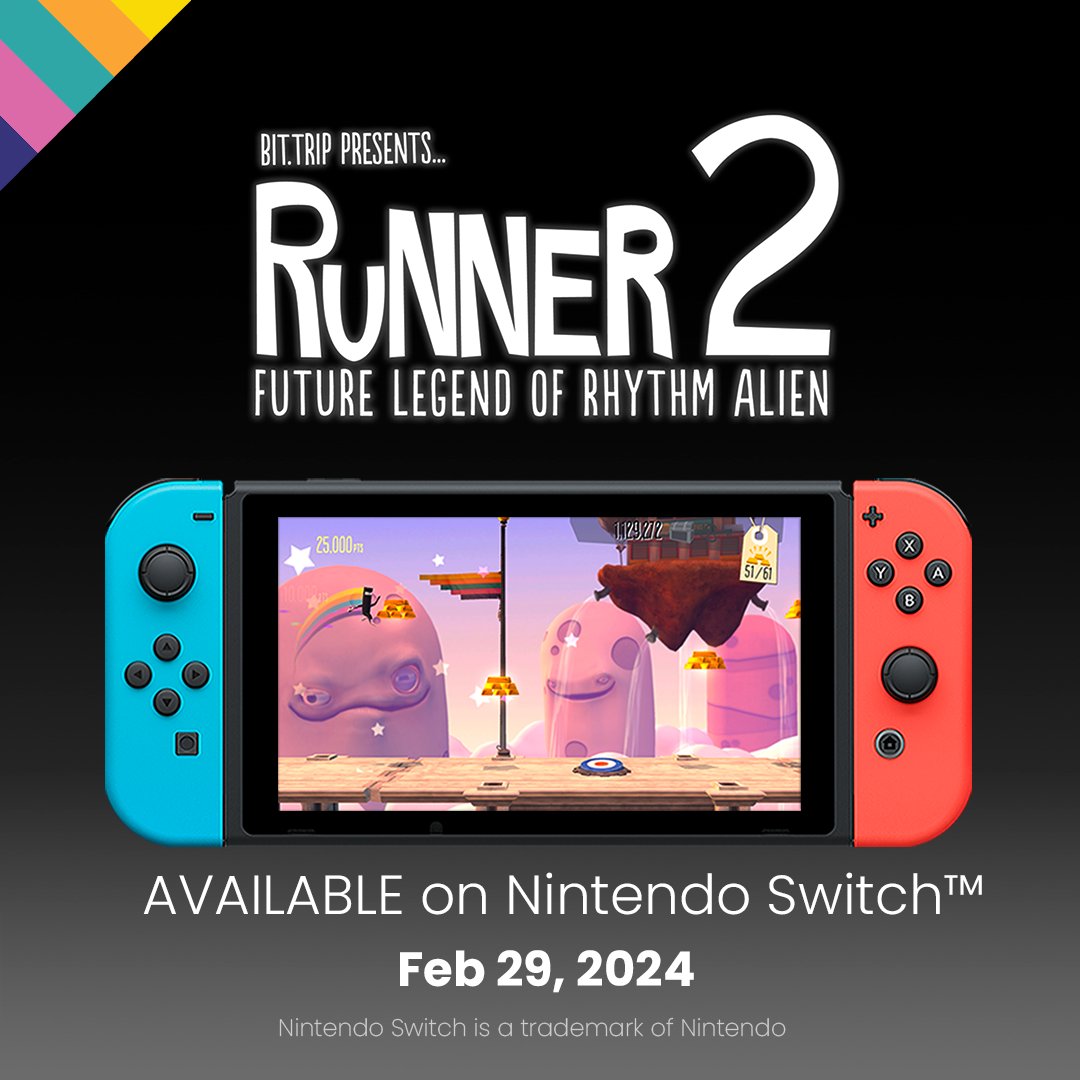 11 years ago, Feb 26, 2013, Runner2 was released on the Nintendo Wii U. 🎂 From the apex of light and matter, we give you BIT.TRIP Presents... Runner2: Future Legend of Rhythm Alien, on Switch!!! #NintendoSwitch