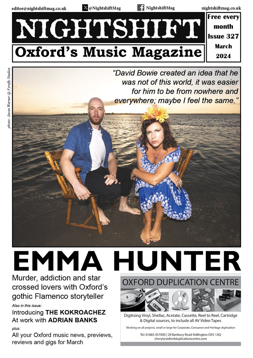 March's @NightshiftMag is online now at nightshiftmag.co.uk/2024/mar.pdf featuring the mighty @EmmaHunterMusic on the cover + Introducing @TKokroachez + at work with @Adrian_Banks + all your Oxford music news, reviews, previews and gigs for the month.