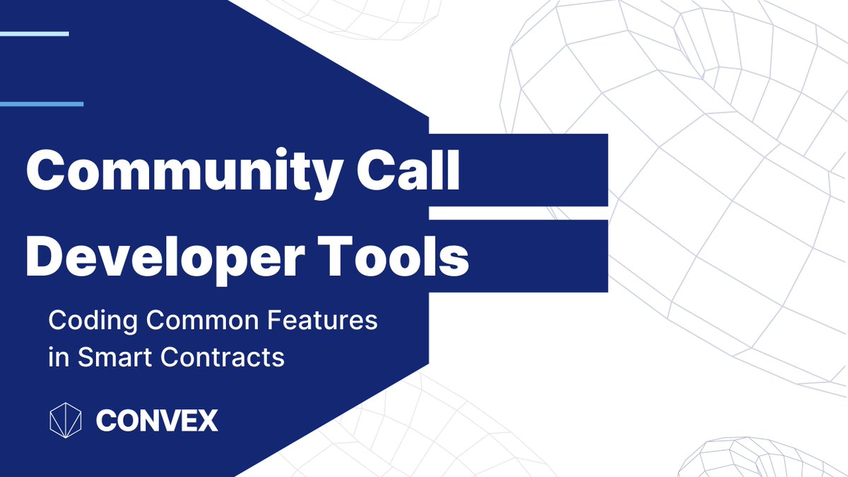 Coding common #smartcontract features made simple on Convex. We'll demonstrate how easy it is to code common features in smart contracts. UTC 4pm Thursday 2/22 youtube.com/@convex-world/… #blockchain #defi #coding #Clisp #web3 #dapps #web3 #SmartContracts