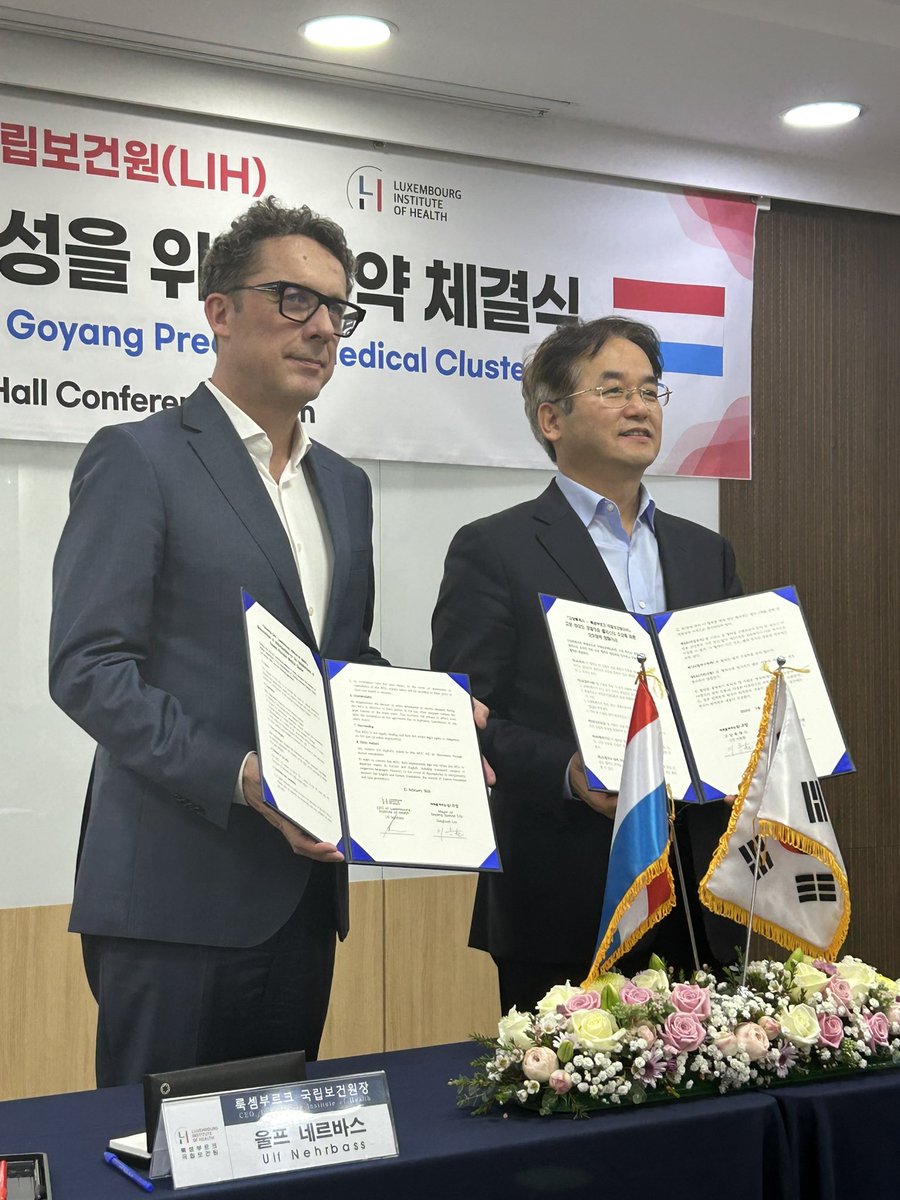 Great to have been part of the MoU signing ceremony between @goyangcity and Luxembourg Institute of Health (@LIH_Luxembourg) in the framework of the establishment of the Goyang Precision Medical Cluster. 🇱🇺🤝🇰🇷