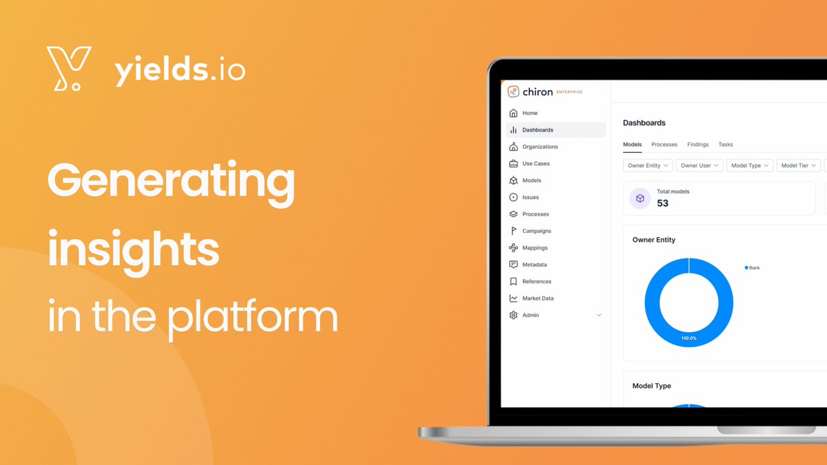 Yields_io's tweet photo. How to generate actionable insights from Chiron Enterprise 2.0? 🤔

Watch to learn how to:
📈 Consult dashboards and generate reports
���️ Identify which models are due for validation
ℹ️ Retrieve information from your model inventory

https://t.co/dkjj9LL1EI https://t.co/25r8jc3y0C