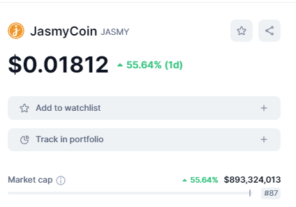 TehLamboX's tweet photo. $JASMY now breaks into top-90 coins

Unrealistic and unbelievable given it was at 175 same time last week.

Next milestone: 1 Billion Dollar Market cap at 0.02$ and by that time, we break into top-80 as well.

Lets go #JASMY fam. https://t.co/OBi4dcJe6e