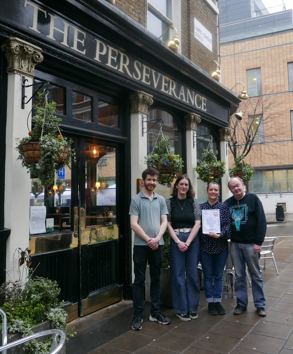 Many congratulations to Rachel &amp; her team <a href="/PerseverancePub/">The Perseverance</a> for their being Runner-up in both <a href="/NLondonCAMRA/">CAMRANorthLondon</a> Cider Pub of the Year &amp; Winter Pub of the Season Competitions. Their hard work and commitment has made a real difference to this Holborn corner pub.