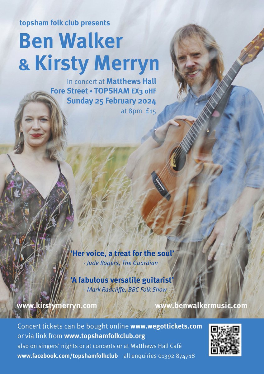 Heading over to Topsham Folk Club this Sunday with @kirstymerryn - come see us do our musical things! 😁🎸 topshamfolkclub.org/concerts/