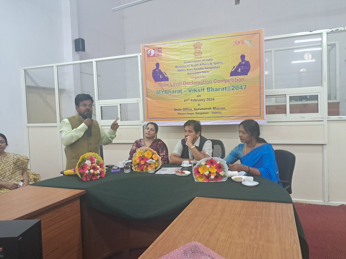 State Level Declamation Contest on Viksit Bharat- India@2047 was organised at State Office Bengaluru on 21/02/2024. Program was inaugrated by Shri M N Nataraj Regional Director, NYKS, Southern States. 26 youths from different Districts have participated in this event.