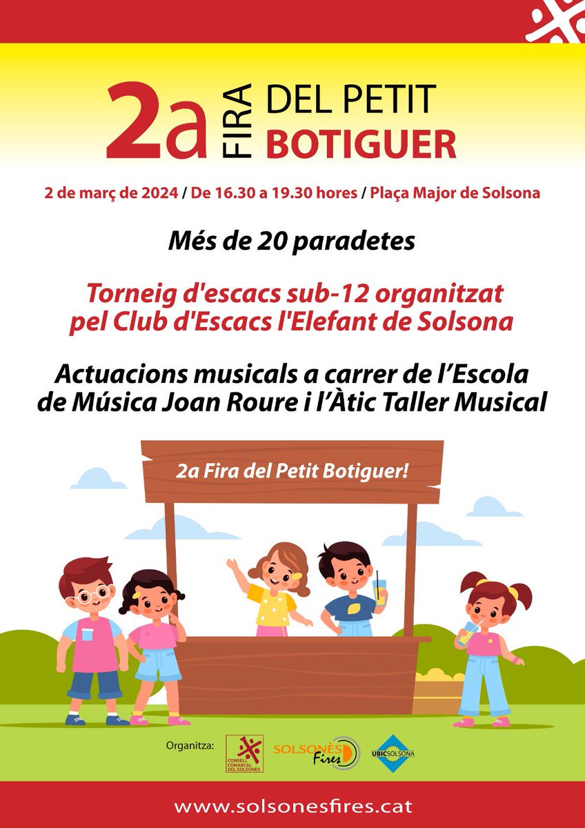 CCSolsones's tweet photo. 🚨Places esgotades!
❤️Moltes gràcies a tothom!
#firatrumfo #ubic #solsona #solsonès #firapetitbotiguer https://t.co/SDRXWE1HMi