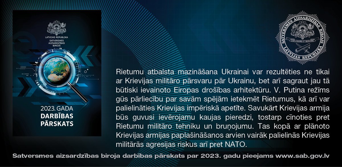 ➡️Satversmes aizsardzības biroja darbības pārskats par 2023. gadu pieejams šeit: sab.gov.lv/files/uploads/…