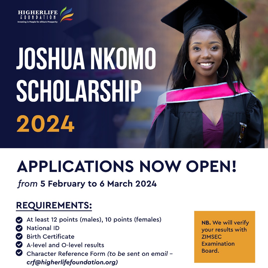 Calling Zimbabwe’s Bright Minds! The Joshua Nkomo Scholarship is an opportunity for academically gifted students like you. We are on a mission to cultivate the next generation of innovators and pioneers who will shape Africa’s destiny. Apply now: ow.ly/z8Xt50QG1n8