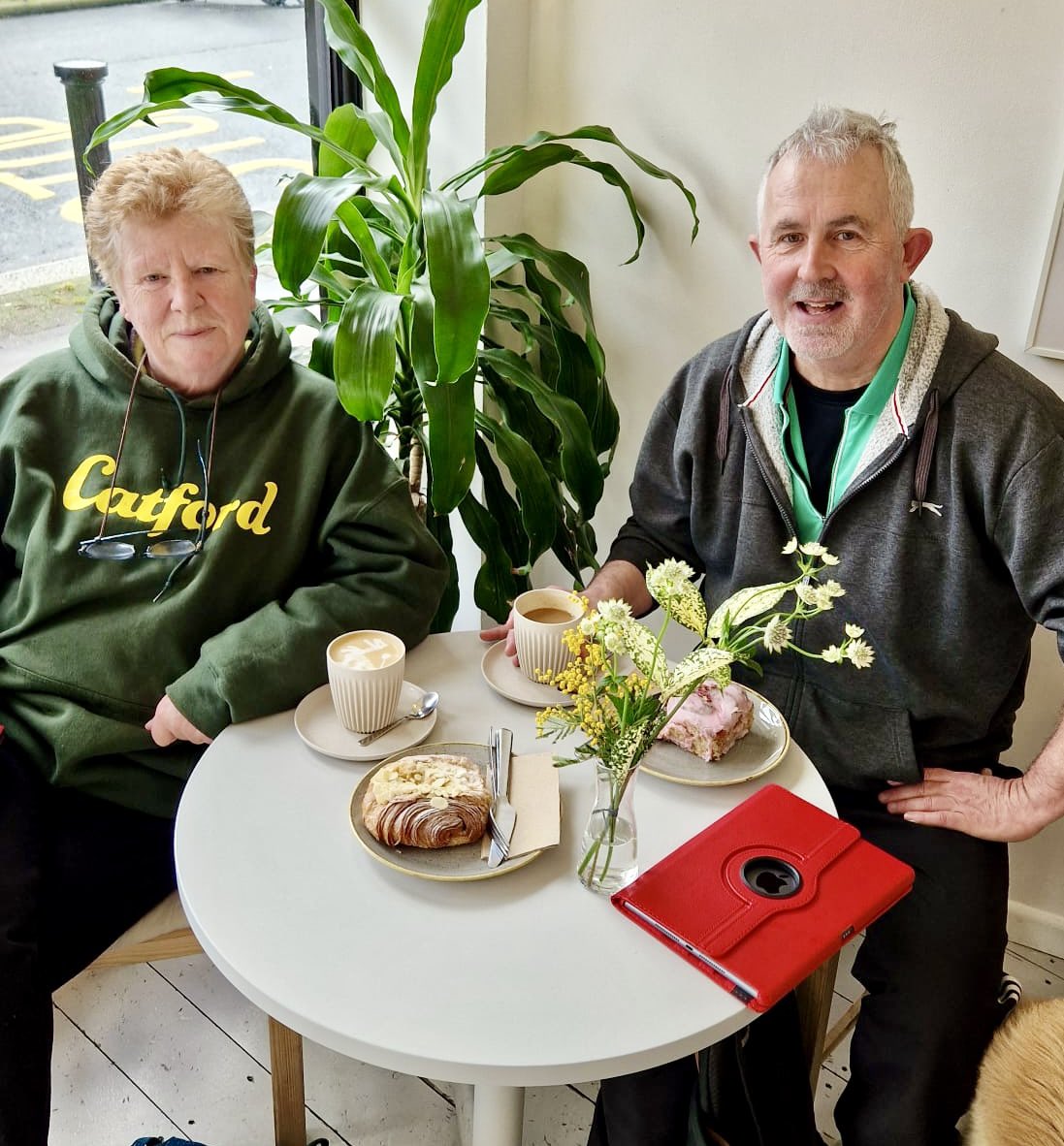 servesmiths's tweet photo. Check out Jane and Eamon, two of our favorite customers at Servesmiths! 
We’re incredibly grateful for their support and their commitment to shopping local. They truly embody the spirit of our community. 
Thank you for being a part of our Servesmiths family! 
☕️🙌🏾
#ProperPerson https://t.co/cB9nXYSsH2