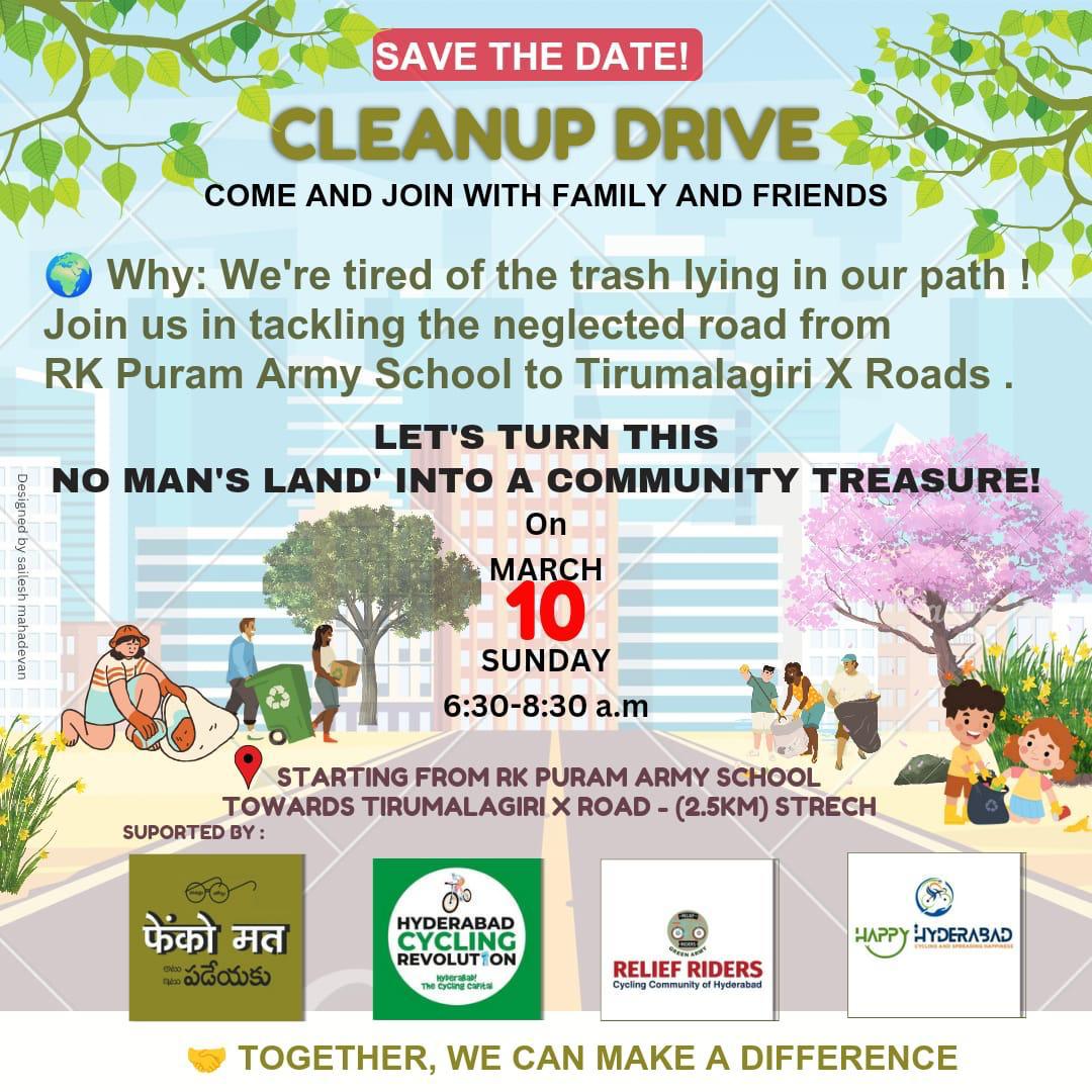 HydcyclingRev's tweet photo. Clean up Drive by #CyclingCommunityofhyderabad
#HyderabadCyclingRevolution
#FenkoMatt
Let's turn this no man's land into a community treasurer
March 10 , 6.30 am to 8.30 am
@fenkomatt_org @ReliefRidersHyd @happy_hyderabad @BYCS_org @sselvan @Ravi_1836 https://t.co/VdYqQ9hqDO