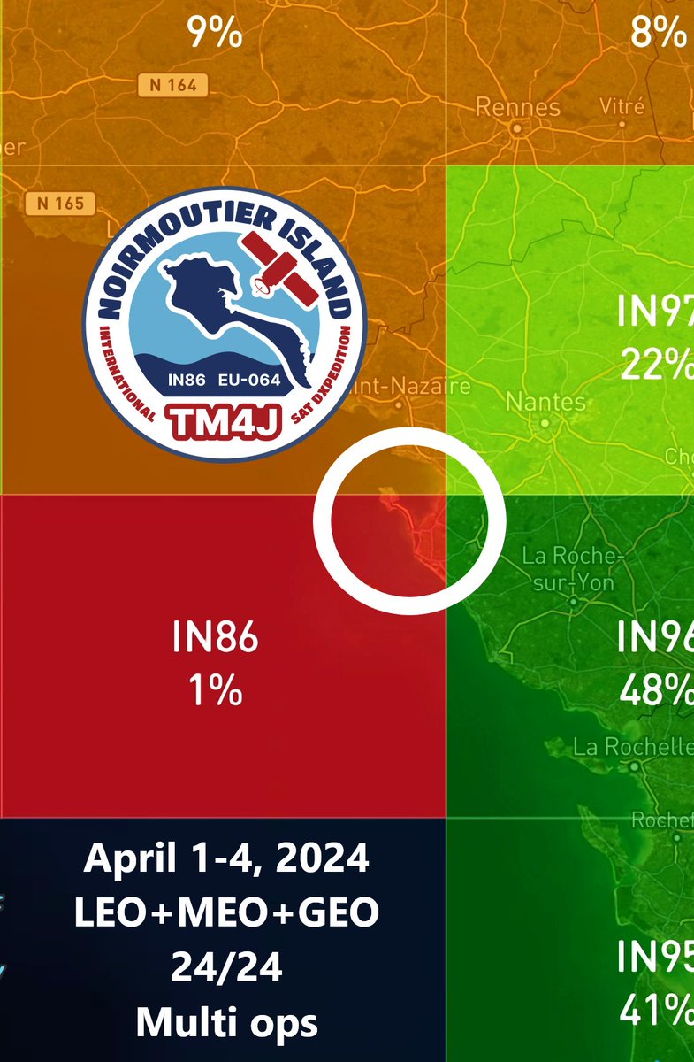 𝗡𝗢𝗜𝗥𝗠𝗢𝗨𝗧𝗜𝗘𝗥 𝗜𝗦𝗟𝗔𝗡𝗗 𝗦𝗔𝗧 ²⁰²⁴
▶️TM4J
▶️April 1-4, 2024
▶️DXCC  🇫🇷 FRANCE
▶️IN86   🏝️EU-064
▶️LEO+GEO+MEO
▶️OP :
  <a href="/F4DXV/">Jérôme F4DXV 🇫🇷</a>
  <a href="/EA4NF_SAT/">🇪🇸 EA4NF Philippe 🛰️</a>
▶️LoTW : TM4J
▶️INFO : <a href="/TM4J_SAT/">TM4J</a>

<a href="/GridMasterMap/">GridMasterMap</a> <a href="/DX_World/">DX World.net</a> #AMSATRovers #amsat <a href="/k5zm_/">Ian K5ZM</a> #IOTA #QO100 #IN86 #DXpedition #TM4J